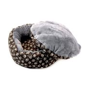 Culcus moale cu perna, pentru caine/pisica, culoare gri, impermeabil, baza antiderapanta, 50 cm