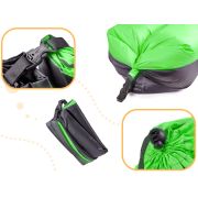Saltea Autogonflabila "Lazy Bag" tip sezlong, 185 x 70cm, culoare Negru-Verde, pentru camping, plaja sau piscina
