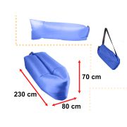 Saltea Autogonflabila "Lazy Bag" tip sezlong, 230 x 70cm, culoare Bleumarin, pentru camping, plaja sau piscina