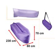 Saltea Autogonflabila "Lazy Bag" tip sezlong, 230 x 70cm, culoare Violet, pentru camping, plaja sau piscina