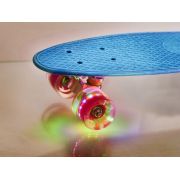 Skateboard Penny Board pentru copii cu roti din cauciuc, iluminate LED, culoare Albastra