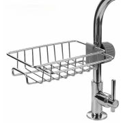 Raft organizator universal pentru bucatarie sau baie, montaj pe robinet, material otel, culoare Argintiu