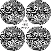 Set 4 Folii Imprimate Outdoor cu EcoSolvent, autoadezive, pentru decorarea jantelor auto, dimetru 60 cm, model FJT-09