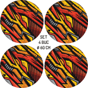 Set 4 Folii Imprimate Outdoor cu EcoSolvent, autoadezive, pentru decorarea jantelor auto, dimetru 60 cm, model FJT-13