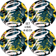 Set 4 Folii Imprimate Outdoor cu EcoSolvent, autoadezive, pentru decorarea jantelor auto, dimetru 60 cm, model FJT-16