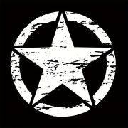 Sticker autoadeziv pentru vehicule Off Road, model "Rusted Army Star", dimensiune 50 x 50 cm, culoare Alba
