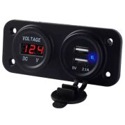 Panou electric suplimentar impermeabil pentru vehicule Off Road, ATV, SSV, tensiune 12-24V, 2 x USB si Voltmetru