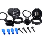 Panou electric suplimentar impermeabil pentru vehicule Off Road, ATV, SSV, tensiune 12-24V, 2 x USB si Voltmetru