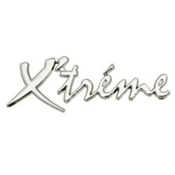 Emblema auto metalica, autoadeziva, model "X’TREME", finisaj Crom, dimensiune, 15 x 3 cm