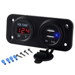 Panou electric suplimentar impermeabil pentru vehicule Off Road, ATV, SSV, tensiune 12-24V, 2 x USB si Voltmetru