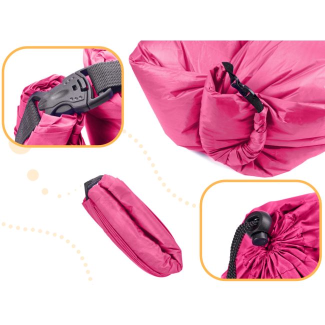 Saltea Autogonflabila "Lazy Bag" tip sezlong, 230 x 70cm, culoare Roz, pentru camping, plaja sau piscina