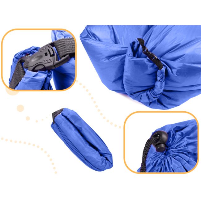 Saltea Autogonflabila "Lazy Bag" tip sezlong, 230 x 70cm, culoare Bleumarin, pentru camping, plaja sau piscina