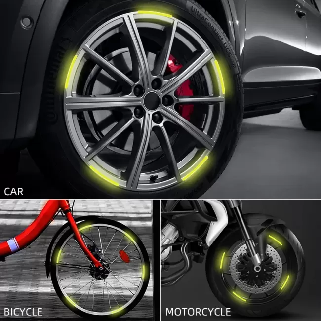 Set 20 bucati Elemente Reflectorizante "Wheel Arch" pentru autoturisme, biciclete, motociclete, atv-uri, scutere, culoare Orange