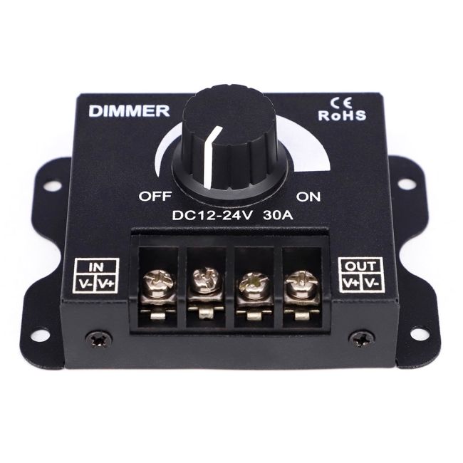 Dimmer LED cu reglaj manual, 12V - 24V, 360W - 720W, 30A