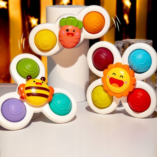 Set 3 jucarii interactive, model "POP UP SENSORY FIDGET SPINNER" pentru copii sau bebelusi