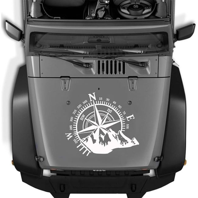 Sticker autoadeziv pentru vehicule Off Road, model "Kompass", dimensiune 44 x 55 cm, culoare Alba