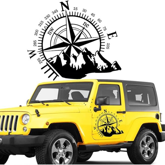Sticker autoadeziv pentru vehicule Off Road, model "Kompass", dimensiune 44 x 55 cm, culoare Neagra