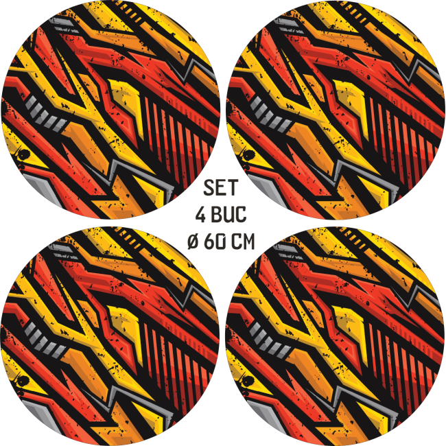 Set 4 Folii Imprimate Outdoor cu EcoSolvent, autoadezive, pentru decorarea jantelor auto, dimetru 60 cm, model FJT-13