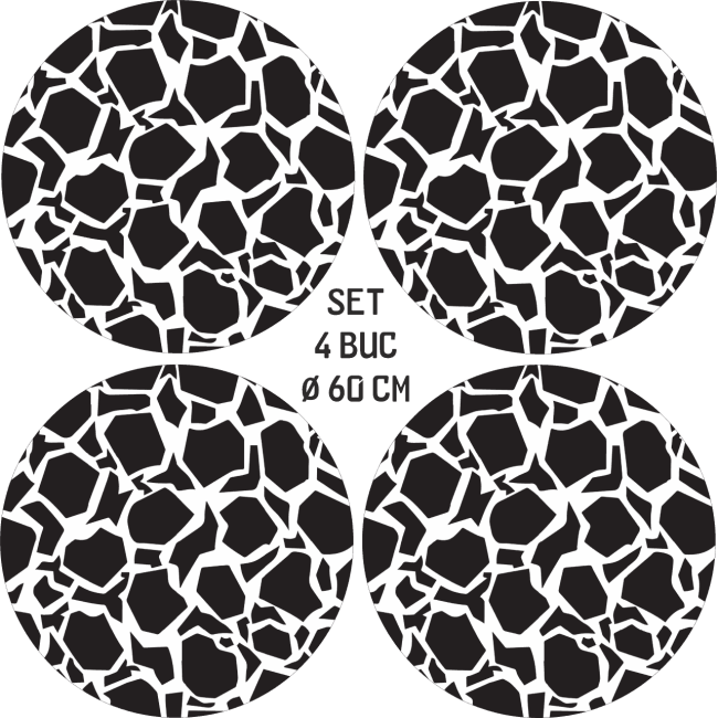 Set 4 Folii Imprimate Outdoor cu EcoSolvent, autoadezive, pentru decorarea jantelor auto, dimetru 60 cm, model FJT-18