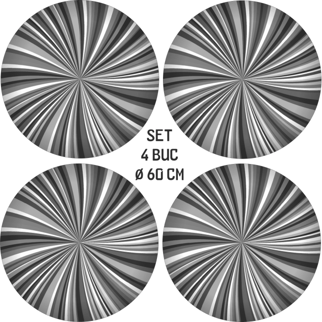 Set 4 Folii Imprimate Outdoor cu EcoSolvent, autoadezive, pentru decorarea jantelor auto, dimetru 60 cm, model FJT-38