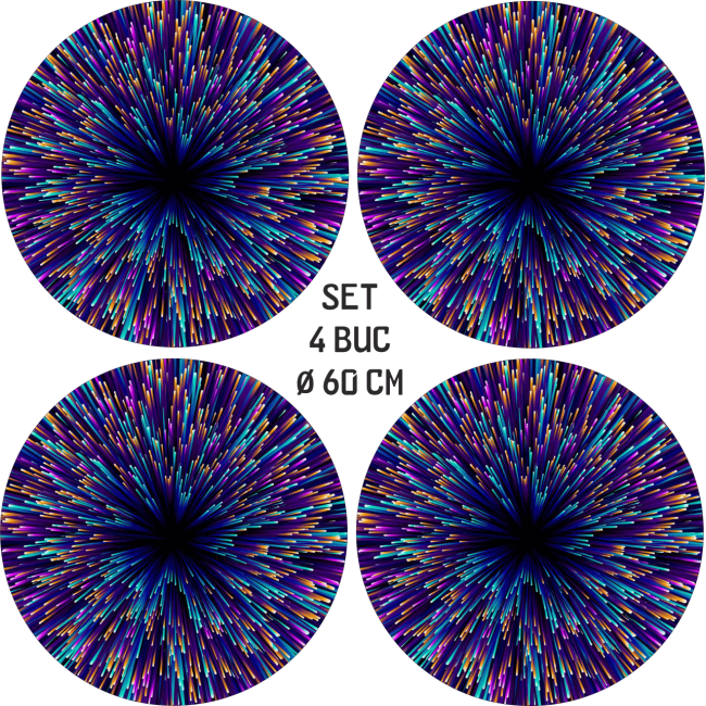 Set 4 Folii Imprimate Outdoor cu EcoSolvent, autoadezive, pentru decorarea jantelor auto, dimetru 60 cm, model FJT-42