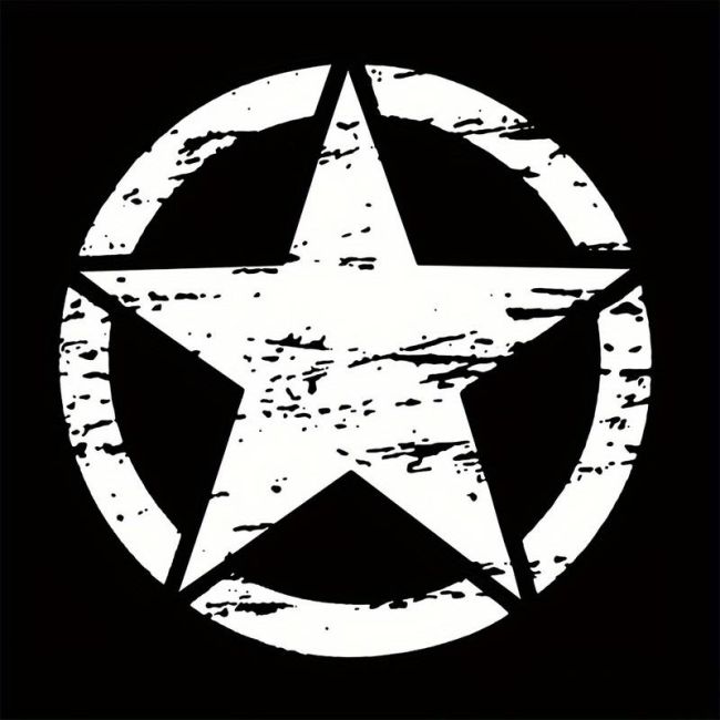 Sticker autoadeziv pentru vehicule Off Road, model "Rusted Army Star", dimensiune 50 x 50 cm, culoare Alba