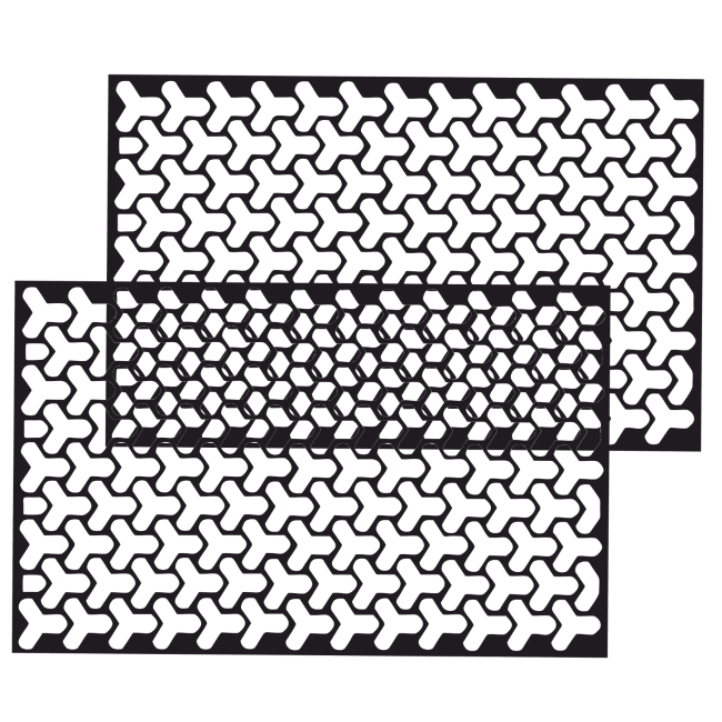Set 2 folii autoadezive decupate pentru decorarea stopurilor auto, dimensiune 2 x 48 x 30cm, culoare Negru Mat, model HONEYCOMB TRIANGLE