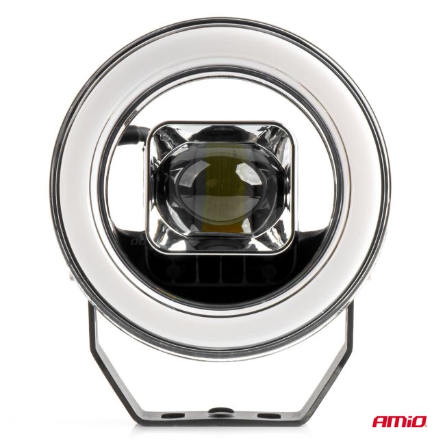 Proiector LED cu Angel Eye model AWL58, pozitie, semnalizare, faza lunga/scurta, pentru Off-Road, ATV, SSV, putere 45W, 8000lm, tensiune 9-36V, dimensiuni 114,5 x 114,5 x 52 mm