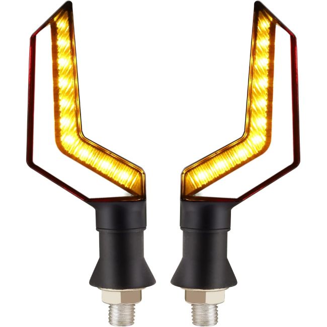 Set 2 lampi Semnalizare Moto, model BUMERANG, cu 2 functii, pozitie si semnalizare, tensiune 12V
