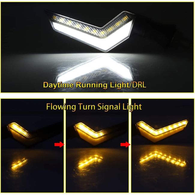 Set 2 lampi Semnalizare Moto, model BUMERANG, cu 2 functii, pozitie si semnalizare, tensiune 12V