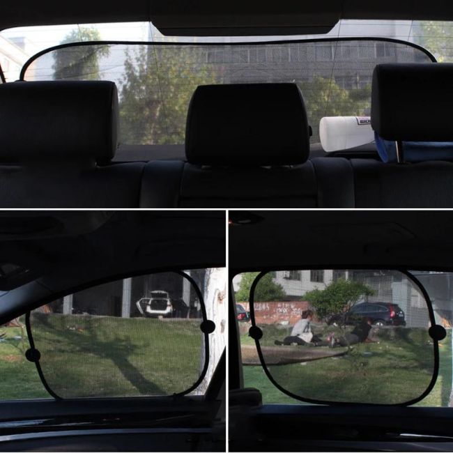 Set 5 perdele auto pentru protectie solara, universale, culoare Neagra