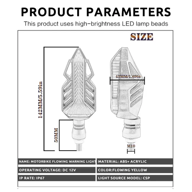 Set 2 lampi Semnalizare Moto, model T-SHAPE ARROW, tensiune 12V