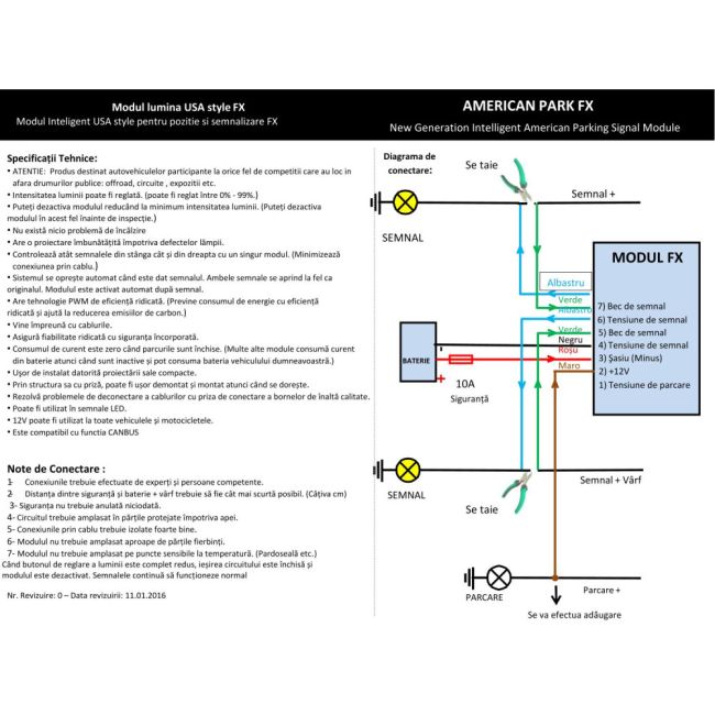 Modul pozitie si semnalizare Model "US STYLE", alimentare 12V