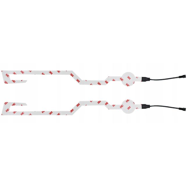 Set 2 benzi LED pentru iluminare casca moto, culoare alba, telecomanda cu fir, alimentare baterii